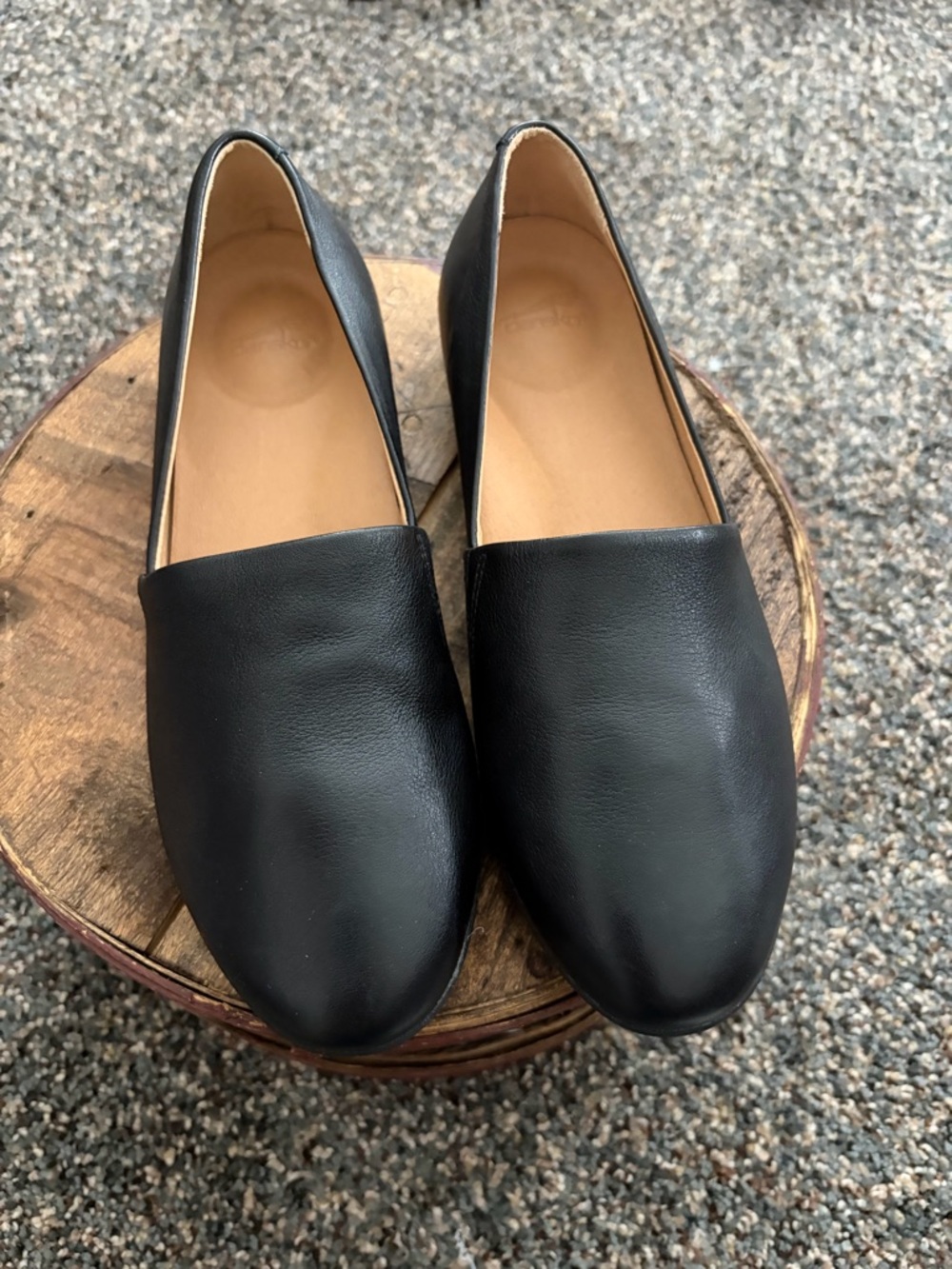Dansko Black Leather Slip-On Flats